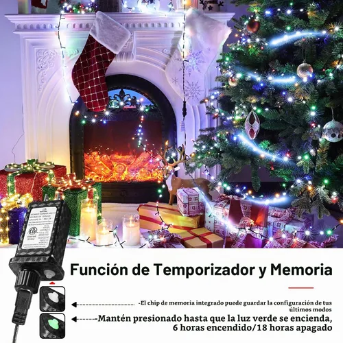 Vista 6 de iBaycon Cadena de luces de Navidad, 20 pies 240 LEDs, luces con flujo de agua conectables al aire libre, impermeables, 14 modos, cadena de luces