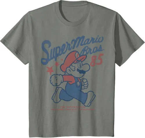 Vista 47 de Nintendo Super Mario Brothers '85 Vintage Stars - Camiseta Gris Oscuro