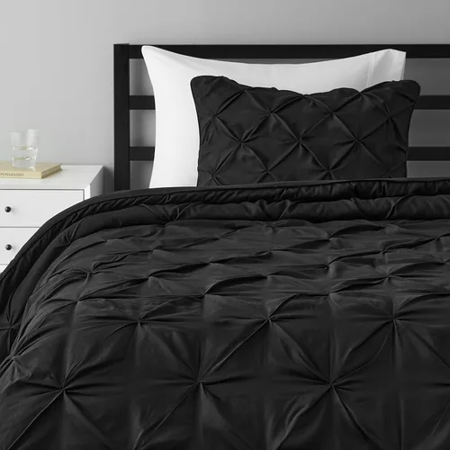 Vista 6 de Amazon Basics - Juego de ropa de cama con edredón de plumón sintético de dos piezas, suave y ligero, para todas las estaciones, con pliegues