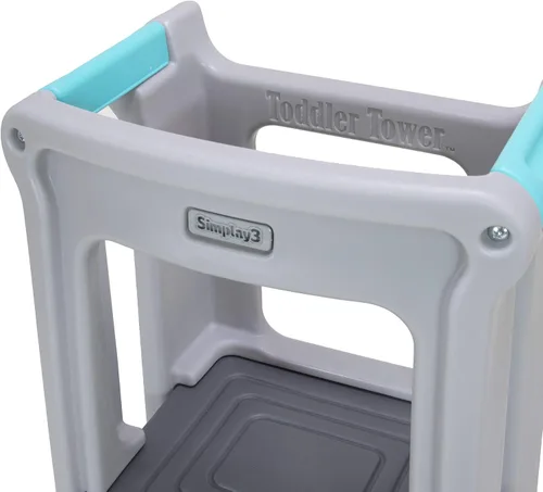 Vista 6 de Simplay3 Taburete de torre para niños pequeños con tres alturas ajustables, ayudante de cocina para niños, fabricado en Estados Unidos, gris