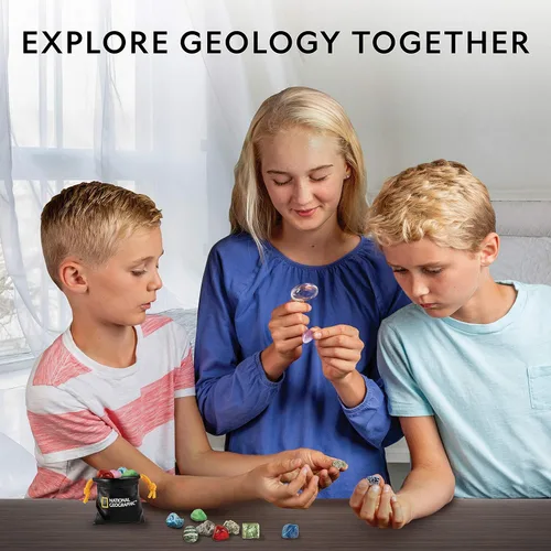 Vista 5 de National Geographic Rocks & Mineral Collection - Caja de colección de rocas para niños con 15 piedras preciosas y cristales, geología para niños