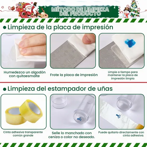 Vista 4 de JUNEBRUSHS 10 unidades de placas de estampado de uñas de Navidad con placas
