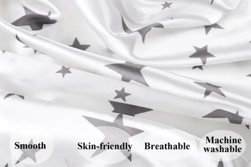 Vista 3 de Juego de sábanas de satén para moisés, paquete de 2 unidades para cabello y piel de bebé, flechas y estrellas Seda ultra suave para rectangular
