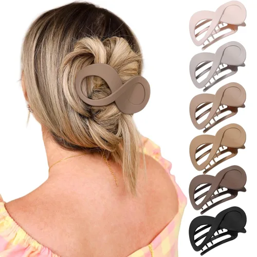 Vista 9 de Pinzas de pelo planas French Concord - 6 piezas, pinzas de pelo curvas sin deslizamiento, pinzas de agarre para volumen, pinzas de pelo para mujeres