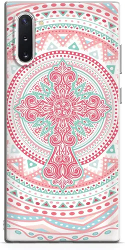 Vista 14 de Inspired Cases - Compatible with iPhone Xs Max Case - 3D Textured Protective Phone Case for Apple iPhone Xs Max - Ornate Cross - Coral and Mint