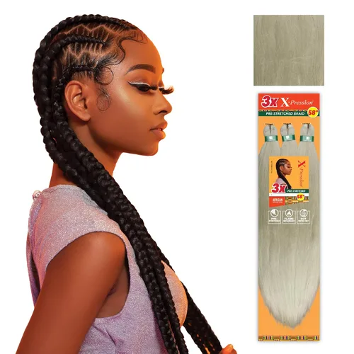 Vista 10 de Sensationnel X-Pression - Trenzas sintéticas prestiradas, 3 unidades, 58 pulgadas, negro azabache 1 Cabello trenzado, Kanekalon, ignífugo