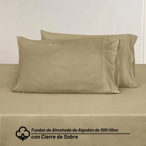 Vista 9 de ROYALE LINENS Juego de sábanas de 300 hilos 100% algodón peinado de fibras largas, 4 piezas, 1 sábana bajera, 1 encimera y 2 fundas de almohada
