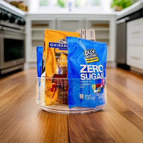 Vista 8 de Paquete de 3 organizadores transparentes Lazy Susan giratorios de 360° de 9 pulgadas para cocina, refrigerador, gabinete, encimera, despensa