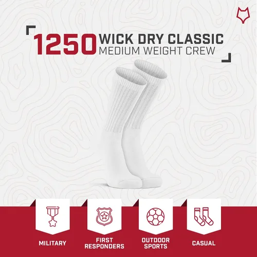 Vista 5 de Fox River Wick Dry Classic White Crew Calcetines de humedad para hombres y mujeres con suela totalmente acolchada