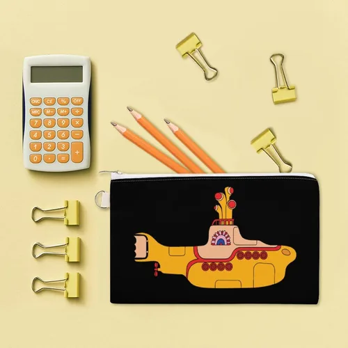 Vista 7 de Divertido monedero submarino amarillo monedero lona cero cartera maquillaje joyería organizador bolsa tarjetas titular para las mujeres