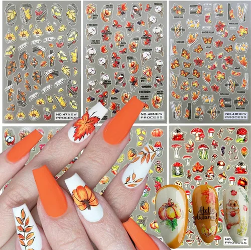 Vista 9 de 6 hojas de calcomanías de arte de uñas de flores de verano 3D, calcomanías autoadhesivas para uñas, diseño de arte blanco, amarillo, azul, negro