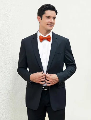 Vista 68 de HISDERN Pajaritas para hombre, diseño de lunares, corbatín y bolsillo cuadrado, clásico, esmoquin de negocios, boda, pajaritas, pañuelo