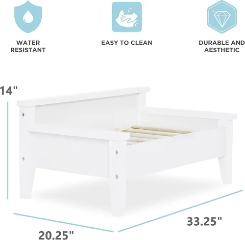 Vista 2 de Cama de madera para perro con colchón resistente al agua, cama elevada para mascotas pequeña a mediana con colchón calmante para mascotas