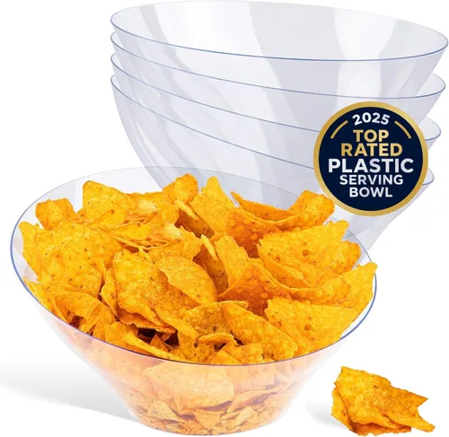 Vista 10 de Tazones de Servir de Plástico Negro de 20 onzas (Paquete de 4) Tazones Desechables Medianos para Aperitivos, Platos para Dulces, Recipientes de Bufé