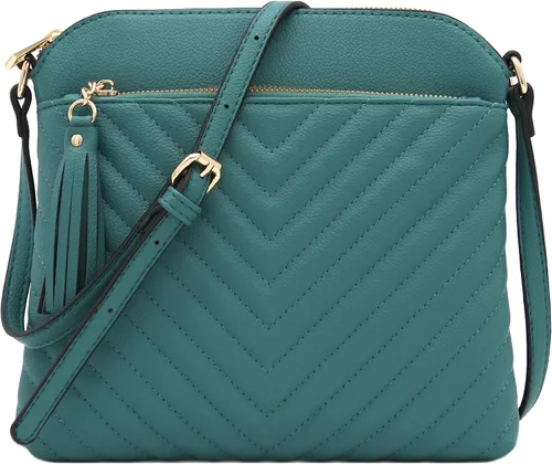 Vista 15 de Bolsa cruzada FashionPuzzle de tamaño medio con acolchado de espiga y borla Negro