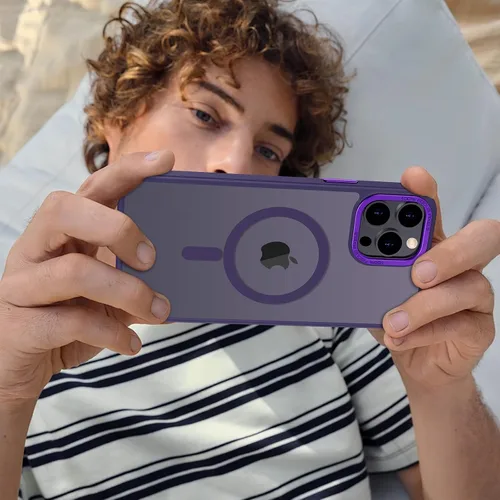 Vista 13 de Anuck - Funda magnética para iPhone 11 compatible con MagSafe, carcasa trasera mate translúcida dura, borde de TPU, delgada, resistente a impactos