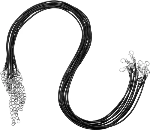 Vista 55 de MECCANIXITY 10 cordones de collar encerado de 18 pulgadas, cadena de collar a granel con cierre de 0.059 in de cuerda de cuero encerado para hacer