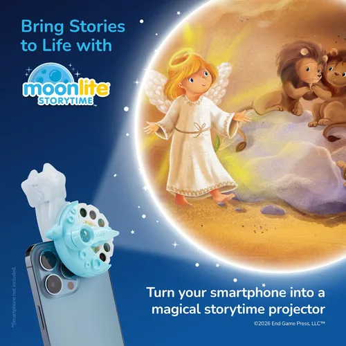 Vista 3 de Colección de historias bíblicas de Moonlite para niños (paquete de 4), Danza de Pascua, Los leones no mienten, La pequeña oveja de María