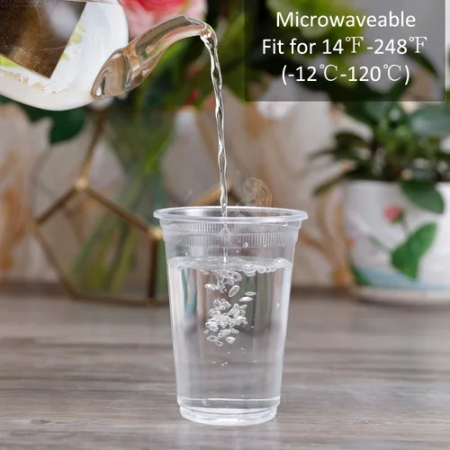 Vista 4 de Vasos de plástico, paquete de 100 vasos de plástico transparente de 12 onzas desechables de 12 onzas para el hogar, oficina, al aire libre, picnic