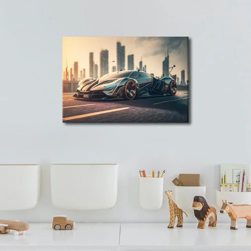 Vista 3 de Car Pictures for Living Room Wall Decor Super Car Driving Art Prints City Highway Road Paintings 1 Piece Canvas Wall Art Super Car Canvas Prints