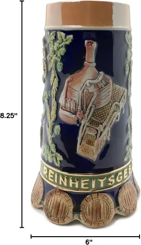 Vista 6 de Essence of Europe Gifts OktoberfestHaus - Taza grabada para amantes de la cerveza de 0.9 litros Reinheitsgebot (Ley de pureza de Alemania), taza