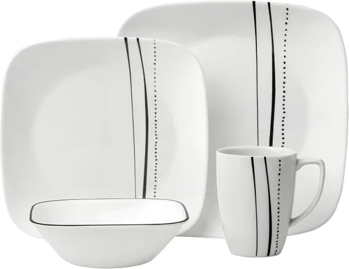 Vista 9 de Corelle juego de vajilla cuadrada/redonda de 16 piezas, Splendor, Esplendor