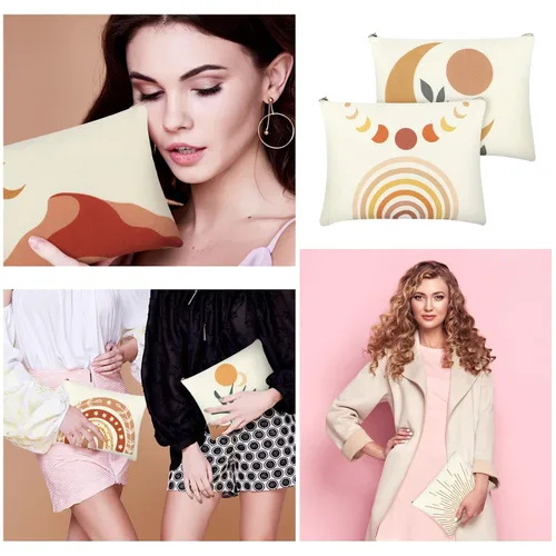 Vista 6 de Kajaia 12 bolsas de maquillaje boho regalo a granel lona cremallera bolsa