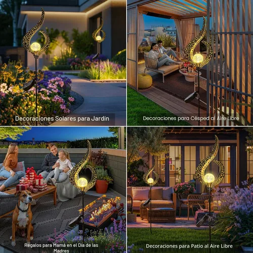 Vista 3 de Homeimpro Luces solares para exteriores, luces LED impermeables para jardín, césped, patio o patio