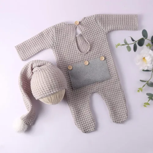 Vista 4 de Conjunto de accesorios de fotografía para recién nacidos lindo sombrero con pies para bebé niño niña accesorio para sesión de fotos