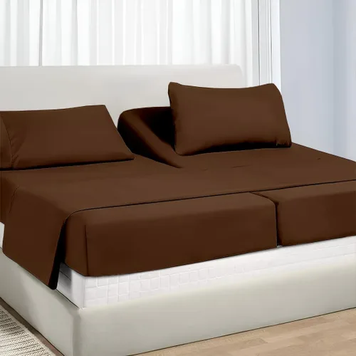 Vista 45 de Juego de sábanas divididas tamaño King para camas ajustables con bolsillo profundo, juegos de sábanas bajeras individuales XL para cama ajustable