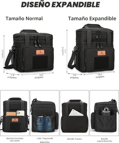 Vista 2 de HSHRISH Lonchera táctica grande expandible para adultos, bolsa de almuerzo duradera aislada con correa para el hombro, bolsa de refrigeración suave
