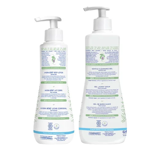 Vista 3 de Mustela Set de regalo para la hora del baño para bebés, esenciales para el cuidado de la piel del bebé con aguacate natural, contiene loción