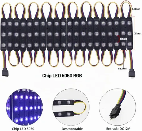 Vista 3 de Luces LED para ventana, luces LED para escaparate, impermeables, luces decorativas de negocios, 12 V, 5050, luces LED para publicidad, letreros LED