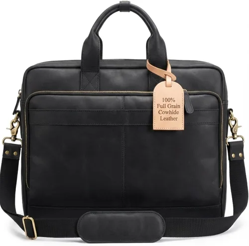Vista 6 de Leather Messenger Bag for Men - Laptop Case, Office Briefcase, Computer Satchel for Laptops
