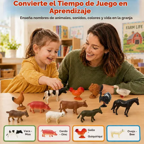 Vista 5 de GiftExpress 12 figuras de juguete grandes de animales de granja