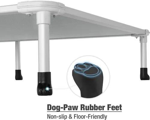 Vista 44 de Veehoo Cama elevada para perros a prueba de mordidas - Cuna elevada refrescante para mascotas - Marco de aluminio plateado y tela de malla