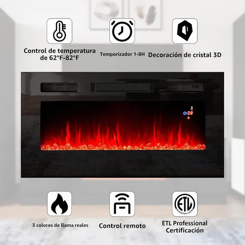 Vista 5 de AMERLIFE Juego de 3 centros de entretenimiento con chimenea de 70 pulgadas Negro