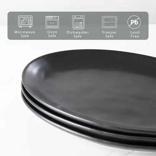 Vista 3 de Platos de porcelana para servir, bandejas grandes de 12 pulgadas, platos ovalados para aperitivos de postre, carne/entretenimiento/fiesta, juego