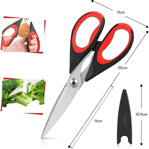 Vista 3 de iBayam Paquete de 2 tijeras de cocina con 3 tijeras de oficina multiusos a granel