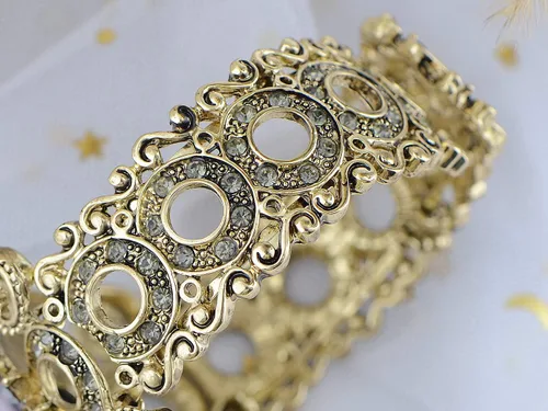 Vista 3 de Alilang Pulsera de mujer con camafeo victoriano morado antiguo en tono dorado antiguo
