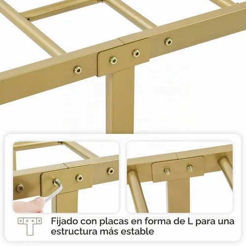Vista 7 de Yaheetech Base de cama de metal individual, base de cama con plataforma, base de colchón con cabecera y estribo de diseño curvo, soporte resistente
