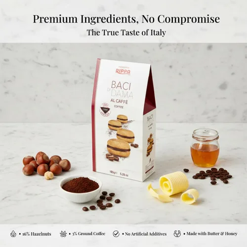 Vista 6 de Rippa Baci di Dama - Galletas de café italianas con rico chocolate negro y café arábica para amantes de las galletas y reuniones familiares