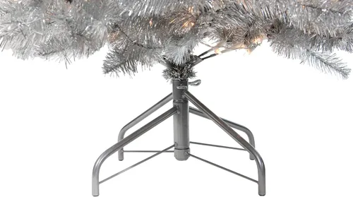 Vista 3 de Northlight Árbol de Navidad artificial metálico preiluminado, 7.5 pies, plateado Plata