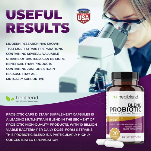 Vista 2 de healblend Probiotic Caps Cápsulas de suplemento dietético, probióticos para mujeres y hombres Salud digestiva, apoyo del sistema inmunológico, sin