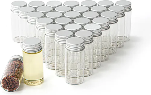 Vista 12 de Viales de vidrio de 80 ml, 14 piezas, con tapa de rosca de aluminio, 14 botellas de vidrio transparente de BKMAMLAB