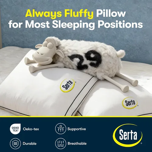 Vista 4 de Serta Juego de 2 almohadas de cama tamaño Queen/estándar, soporte suave