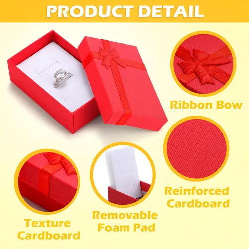 Vista 7 de Inbagi Cajas de regalo de joyería, coloridos collares, aretes, anillos, pulseras, cajas de joyería de cartón para regalo de San Valentín, boda, 3.15