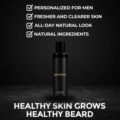 Vista 2 de Golden Grooming Co. - Jabón facial para hombre, aloe vera y vitamina E, limpiador facial natural para pieles sensibles y grasas, lavado de espuma