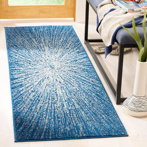 Vista 30 de SAFAVIEH Evoke Collection EVK228J - Alfombra abstracta de estallido de 2'2" x 4', color aguamarina/marfil, no desprende pelusa, alfombra de acento