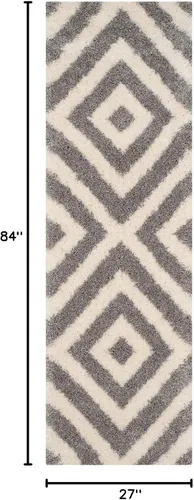 Vista 2 de SAFAVIEH Portofino Shag Collection - Alfombra para pasillo, 2 pies 3 pulgadas x 7 pies, color marfil y beige, diseño geométrico, no desprende pelusa